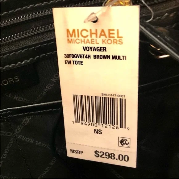 Michael Kors Signature Voyager East West Tote In Multi Black & Brown Giraffe NWT - Picture 8 of 16